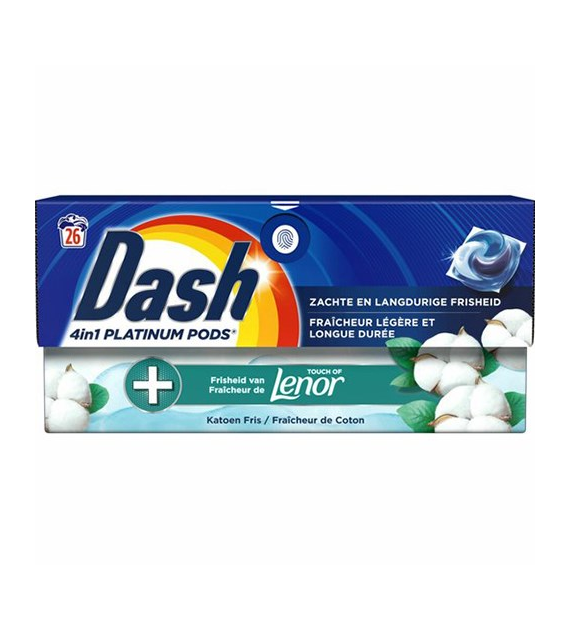 Dash 4in1 Platinum Pods Fraicheur Coton 26p 603g
