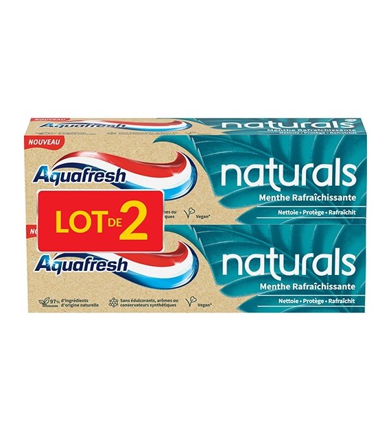 Aquafresh Naturals Menthe Rafraichiss Pasta 2x75ml