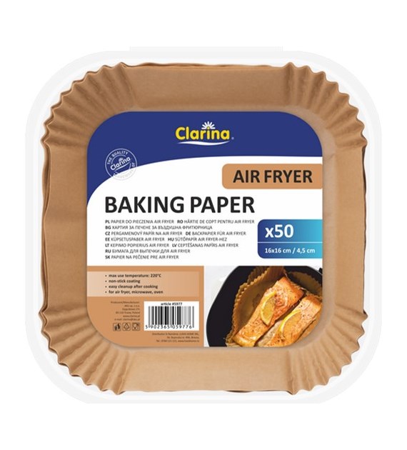 Clarina Air Fryer Papier Kwadrat 16x16cm 50szt
