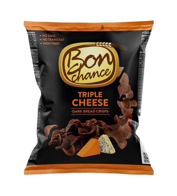 Bon Chance Dark Bread Crisps Triple Cheese 120g