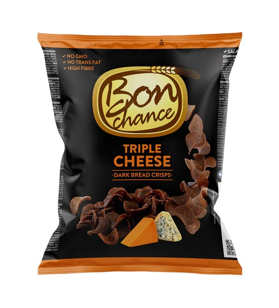 Bon Chance Dark Bread Crisps Triple Cheese 120g