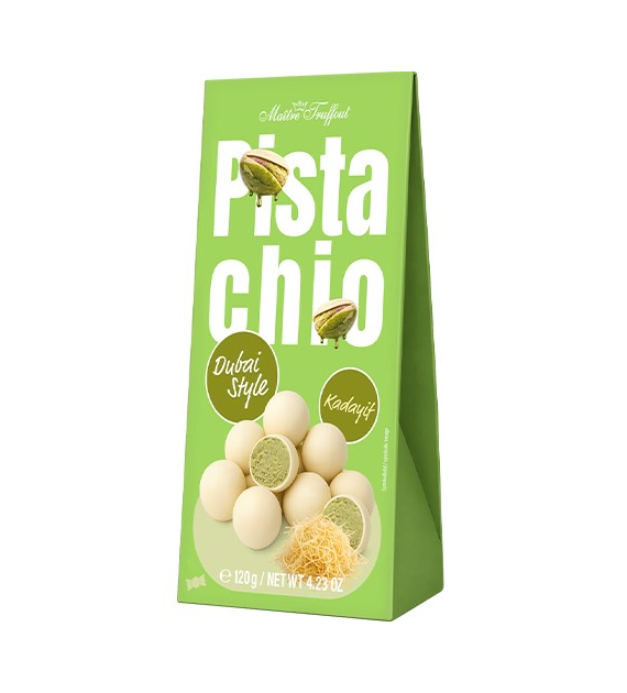 Maitre Truffout Pistachio Dubai Białe Pralink 120g