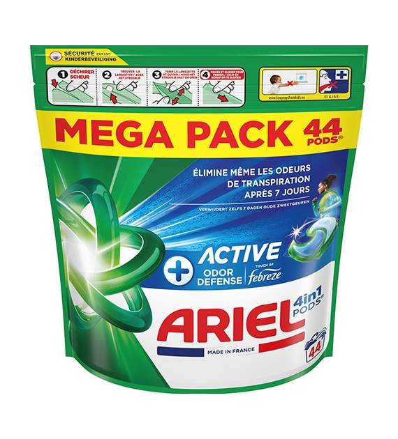 Ariel 4in Pods Active Touch of Febreze 44p 937g
